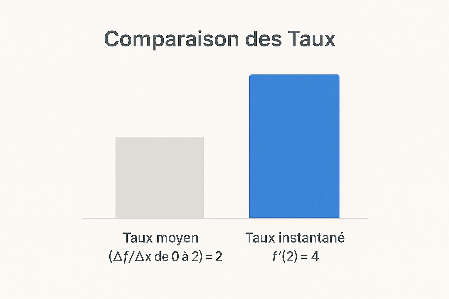 Infographie comparant le taux de changement moyen et le taux de changement instantané pour le calcul différentiel au Cégep