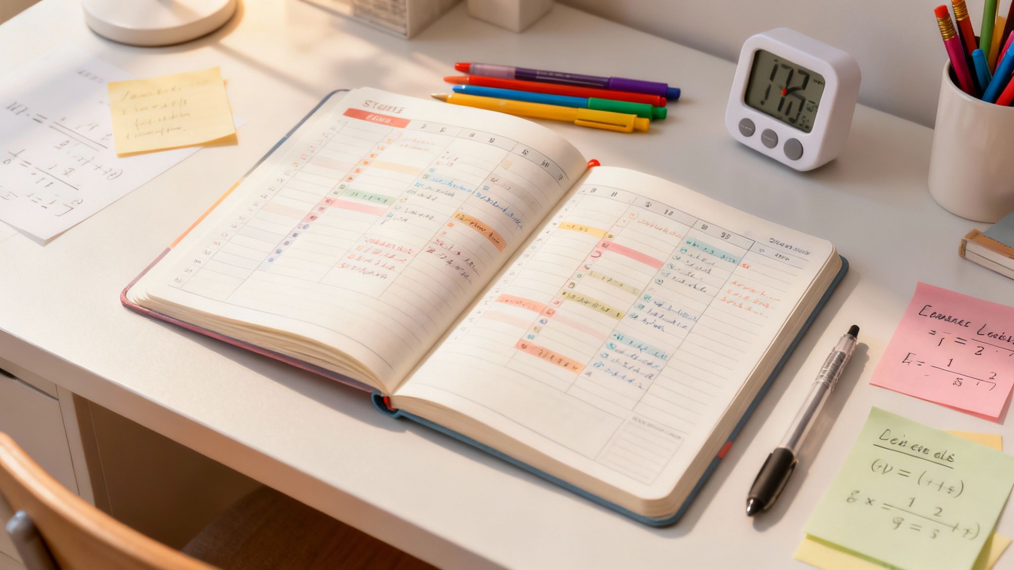 Un jeune garçon concentré sur ses révisions pour l'examen d'admission au secondaire