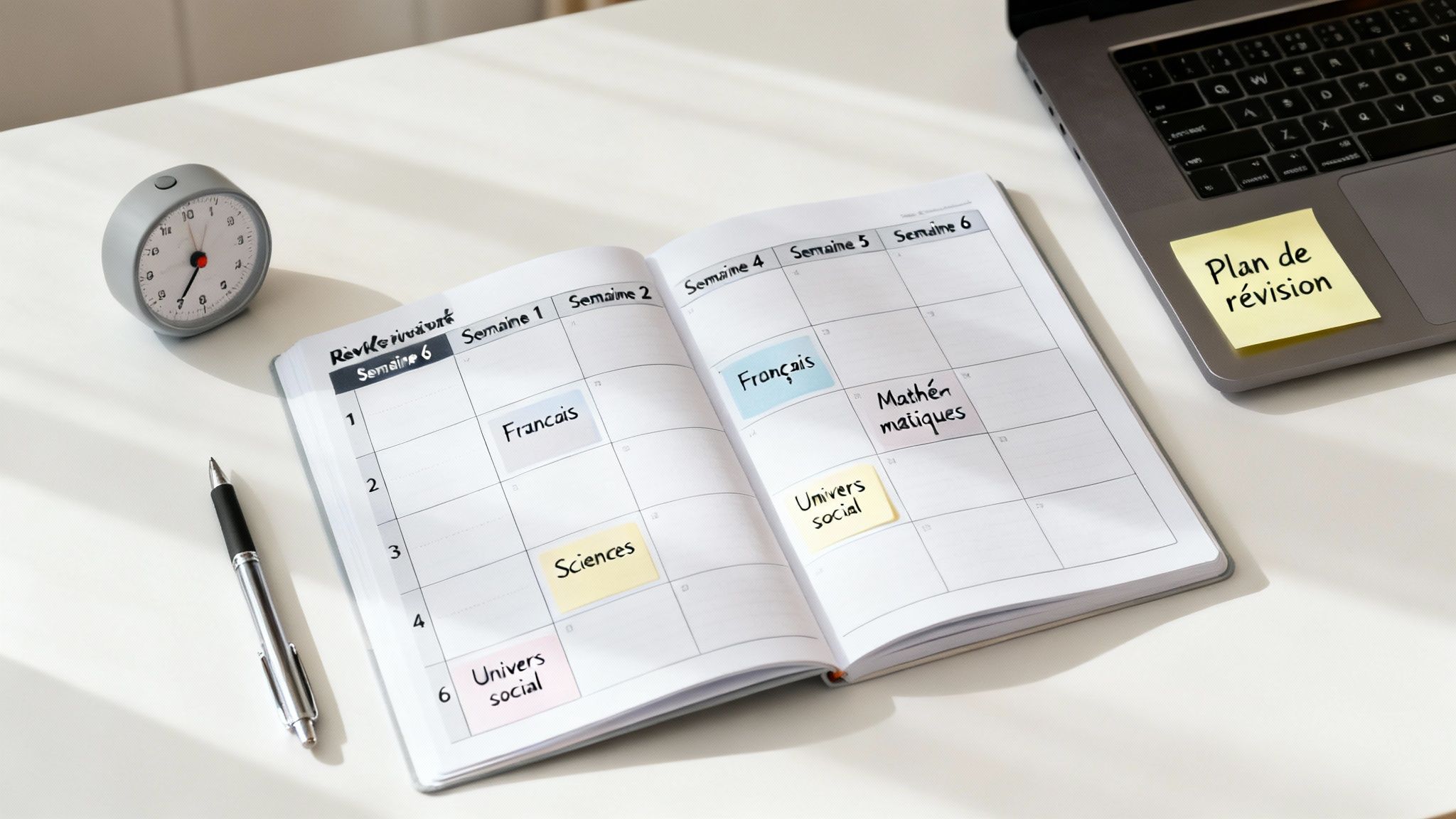 Calendrier de révision hebdomadaire