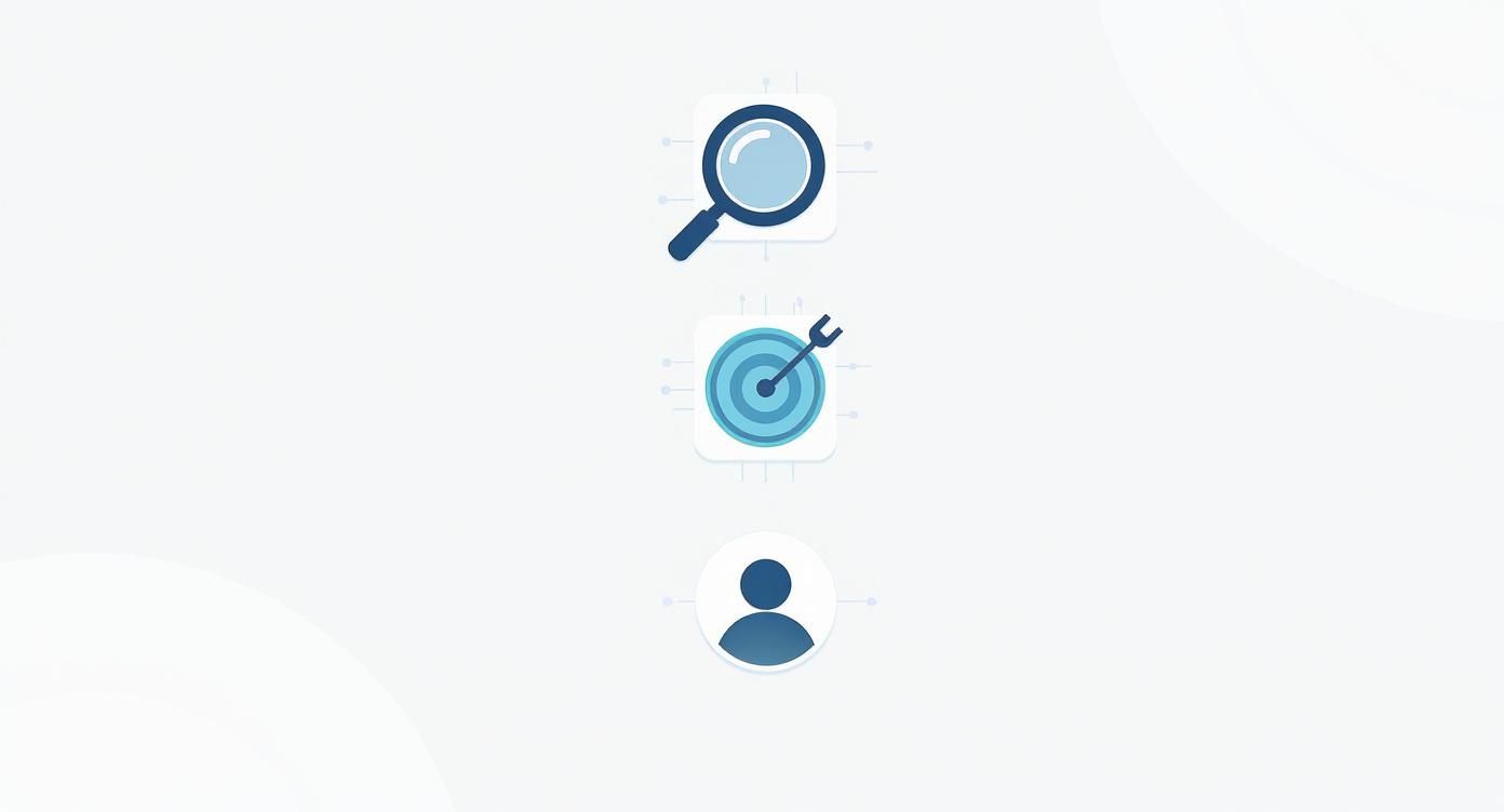 Infographie résumant les étapes pour évaluer les besoins d'un élève : diagnostic, objectif et profil.