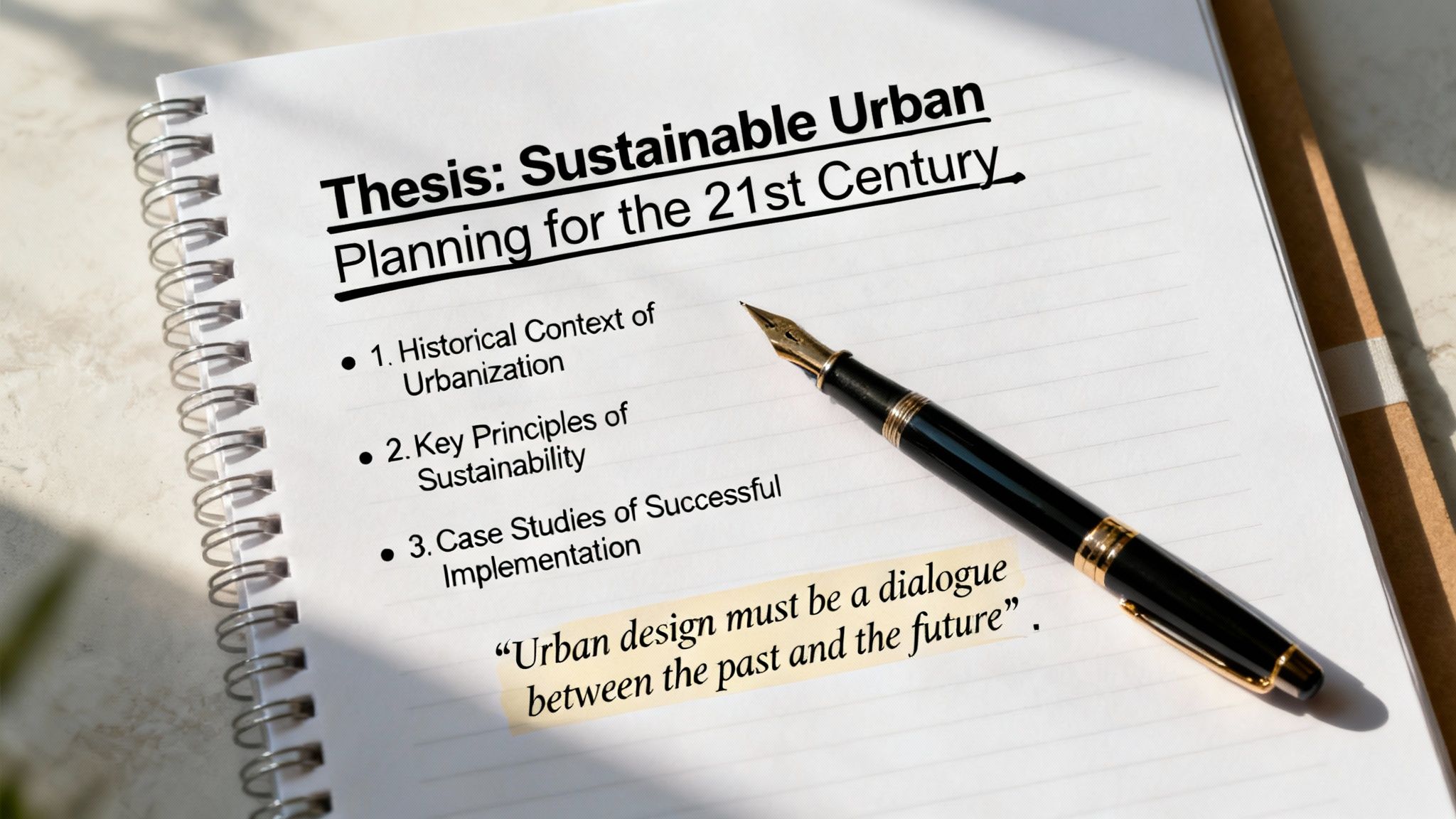 Personne écrivant une dissertation sur un bureau bien organisé