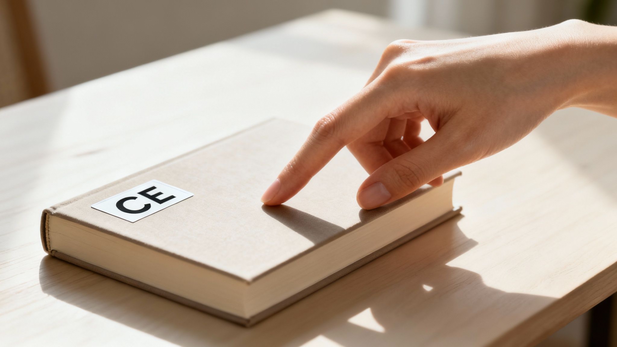 Une main pointant vers différents objets sur une table, illustrant l'idée de désignation.