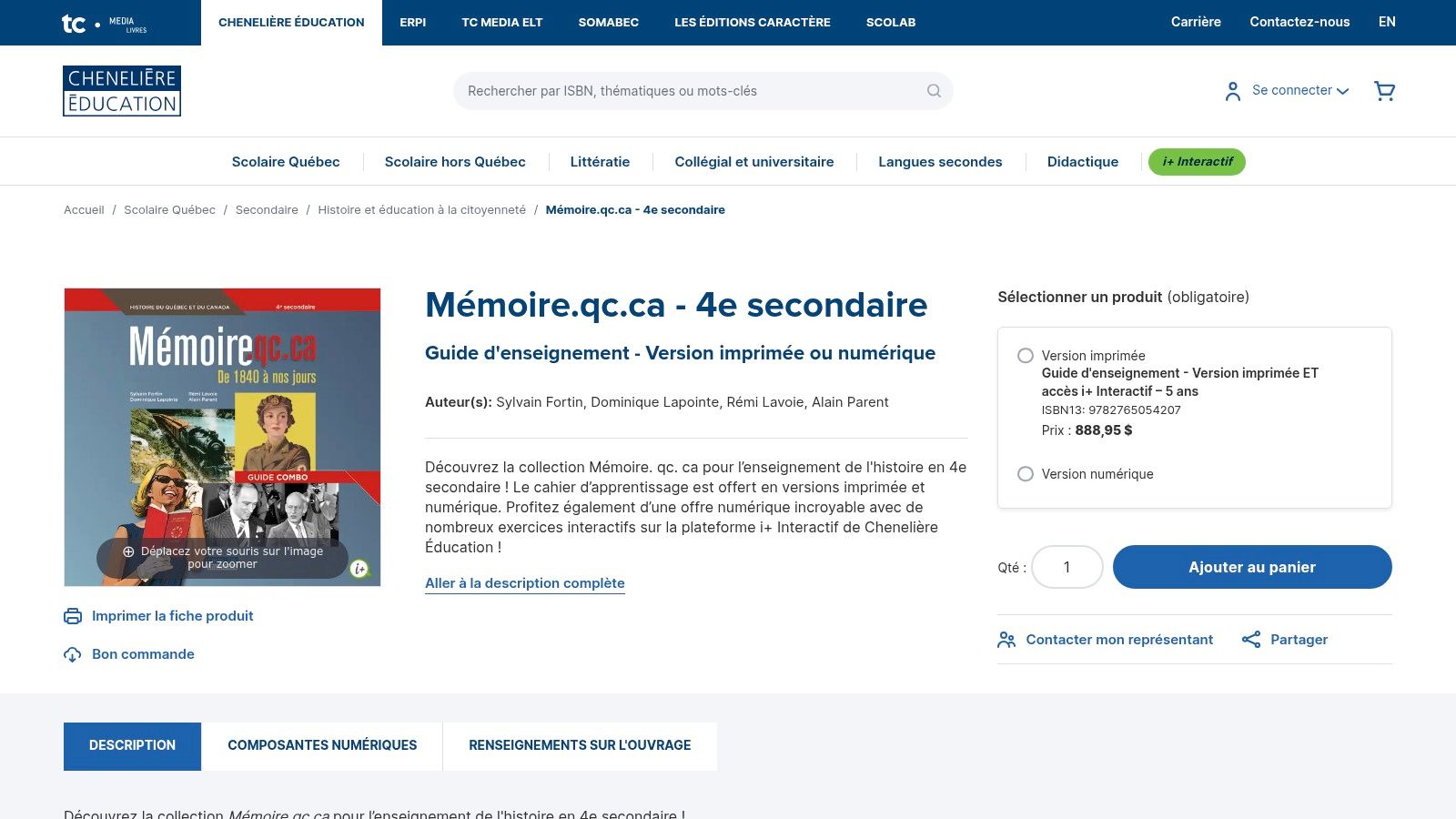 Chenelière Éducation – Mémoire.qc.ca (4e secondaire)