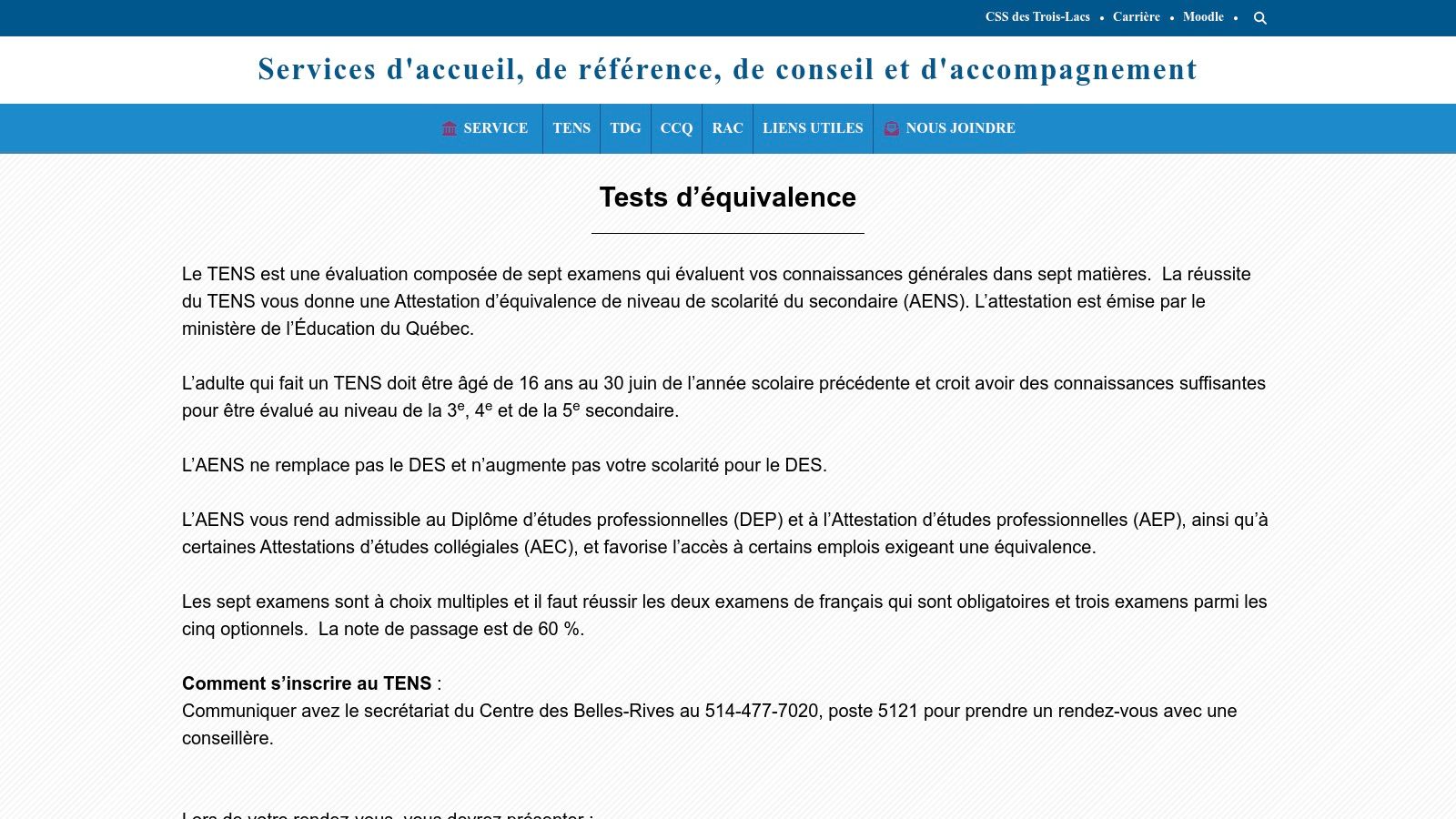 CS des Trois-Lacs – Section TENS