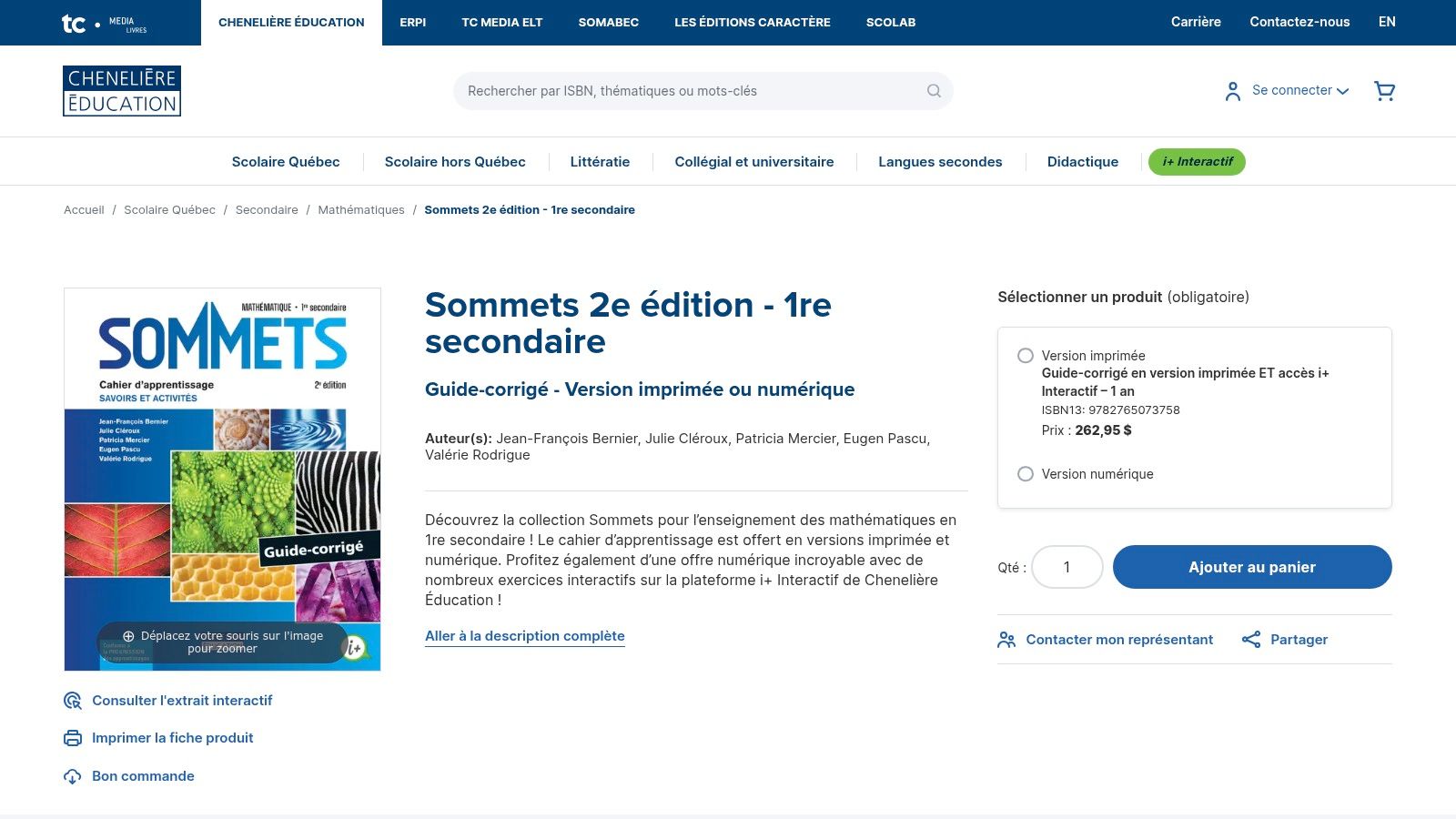 3. Chenelière Éducation : La référence Sommets 2e édition