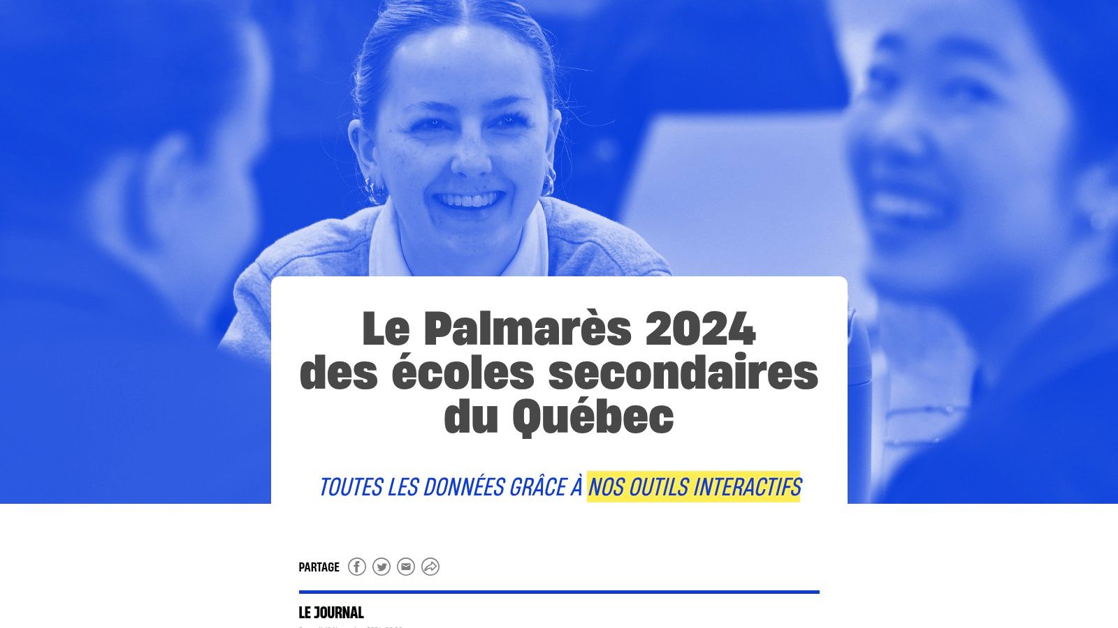 Le Palmarès des écoles secondaires du Québec (Le Journal)