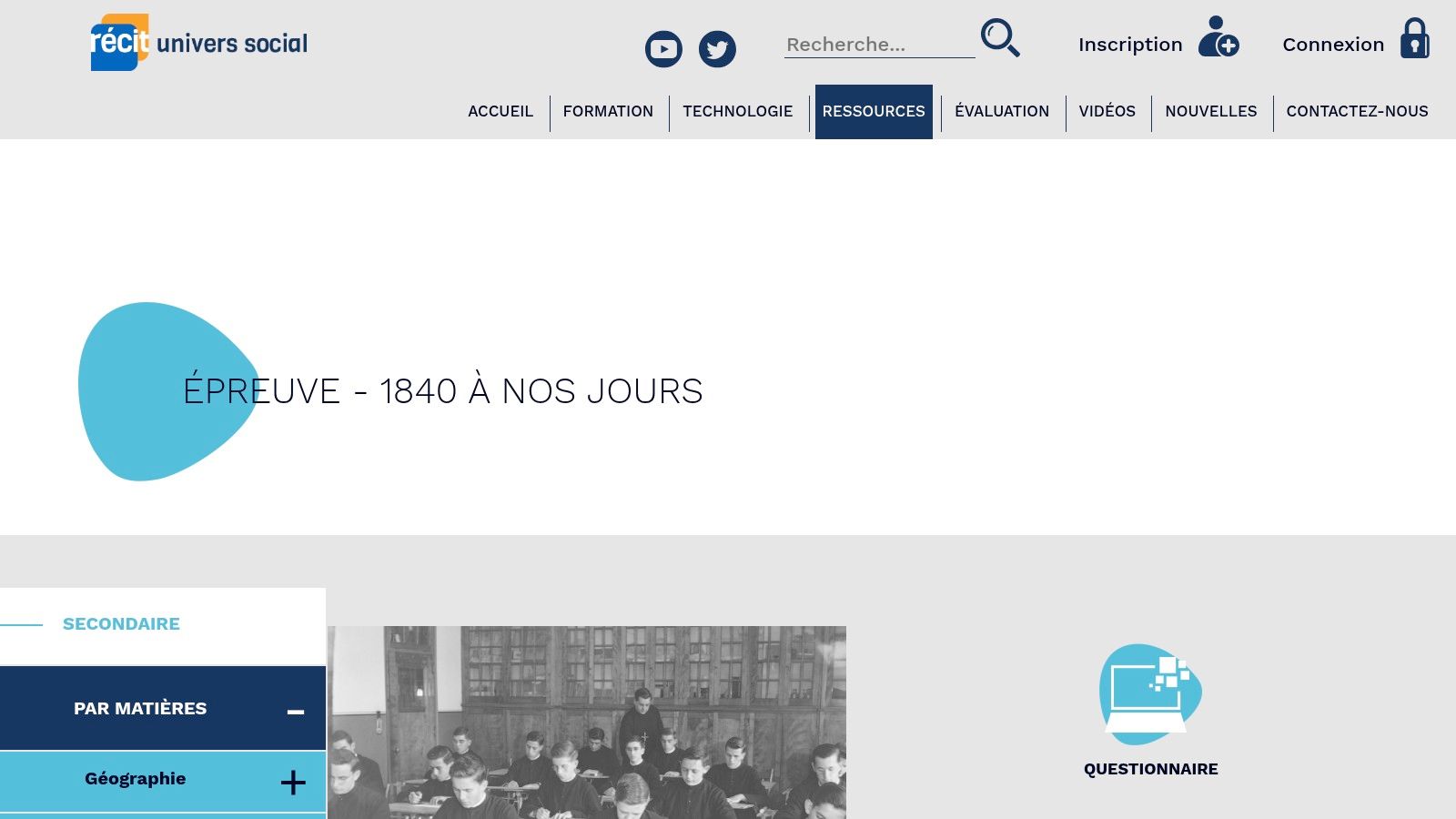 RÉCIT univers social – Épreuve 4e secondaire (fiche ressource)