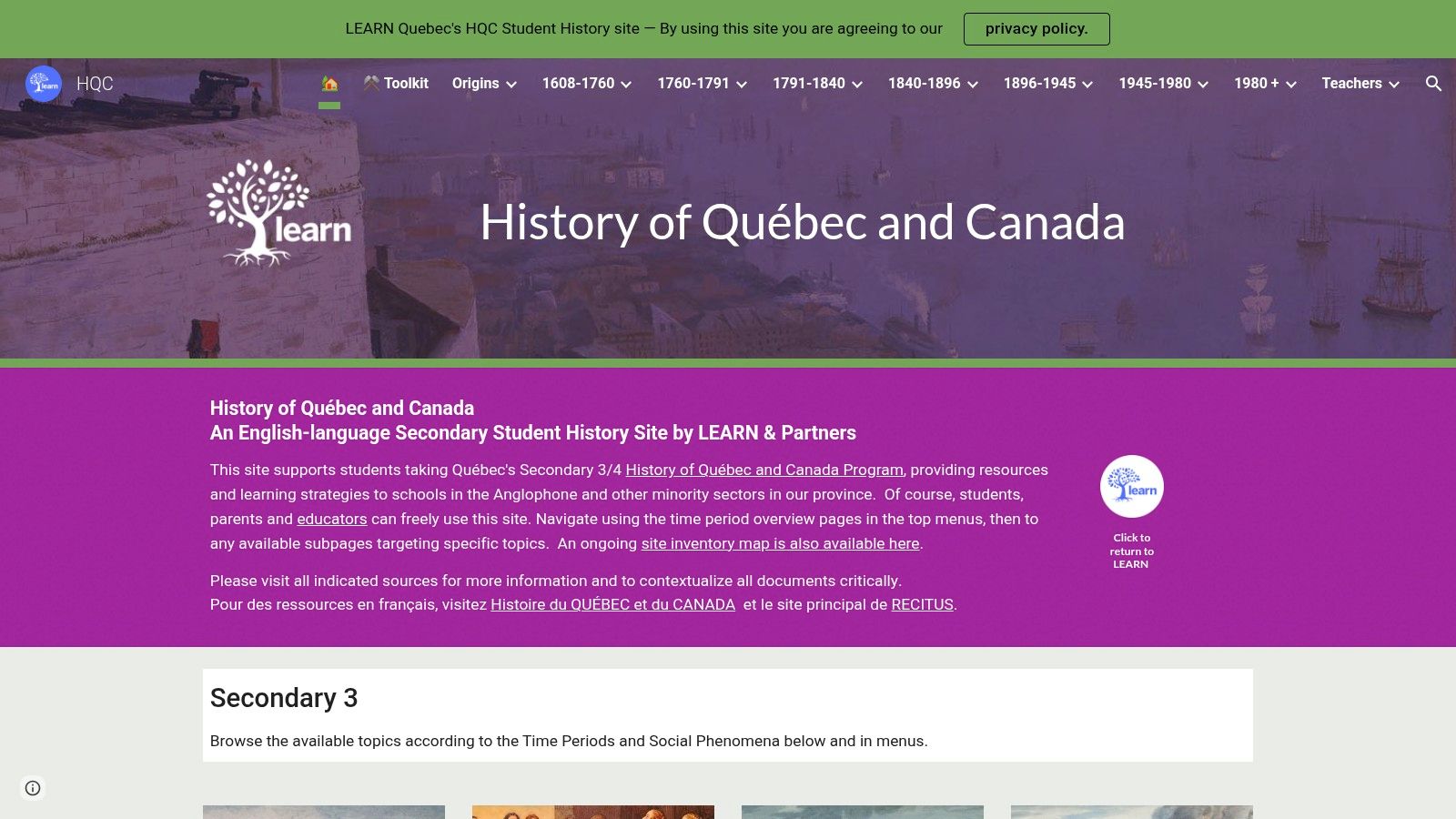 LEARN Québec – HQC Secondary 3/4 (Practice Evaluations)