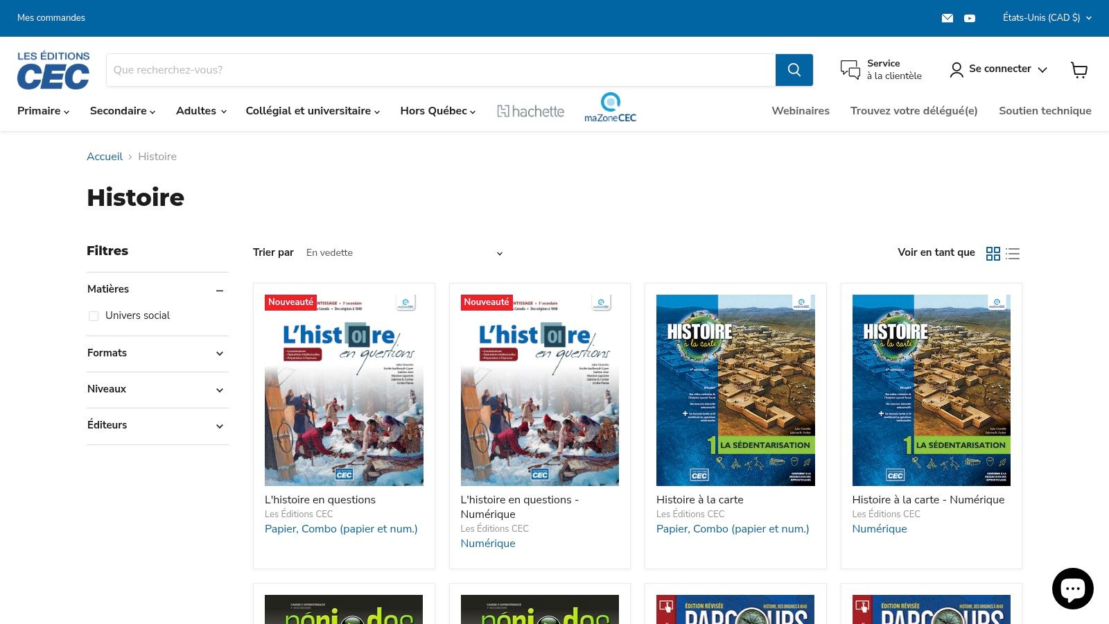 Les Éditions CEC – Collections Périodes, Parcours, L’histoire en questions