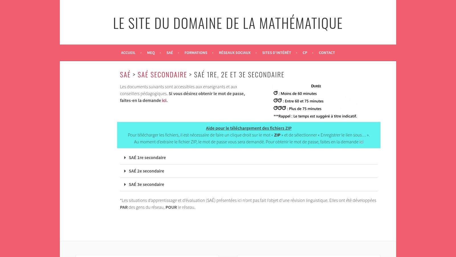 RÉCIT MST – Banque de SAÉ (1re secondaire)