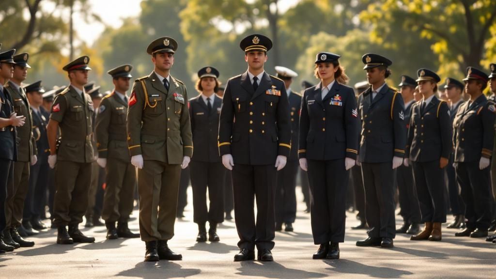 Group of Australian Defence Force members standing in uniform during a formal outdoor event