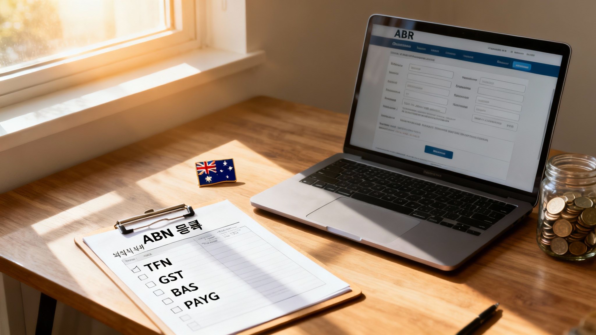 호주 개인사업자(Sole Trader) ABN 신청 방법과 세금 신고 절차를 한눈에 정리한 가이드 화면