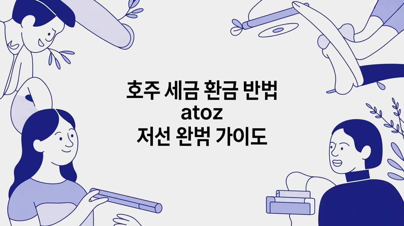 호주 세금 환급 ATO 절차를 설명하는 문구와 일러스트 인물들이 포함된 정보성 그래픽 이미지