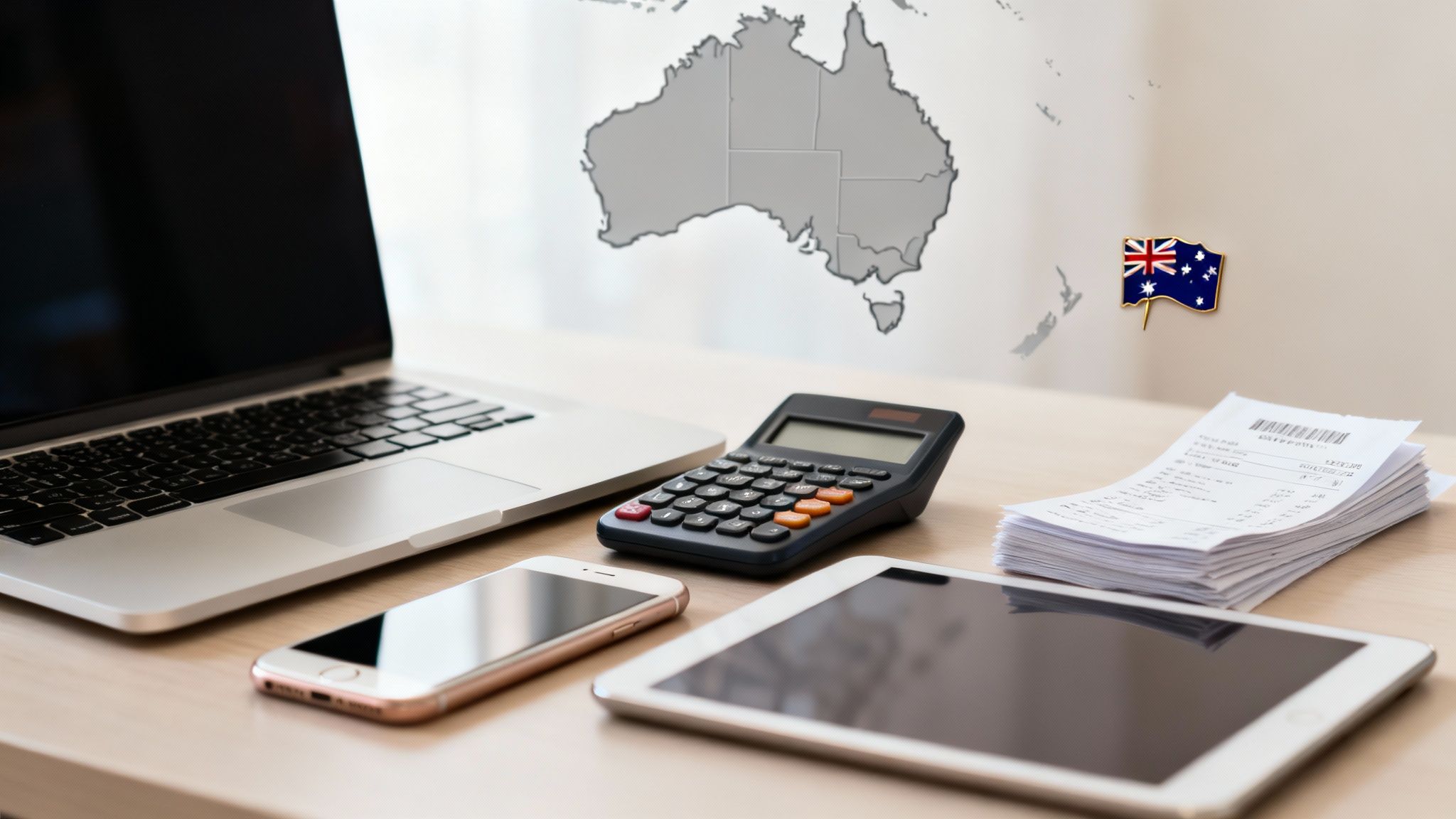 호주에서 업무용 휴대폰과 인터넷 비용에 대한 세금 공제를 설명하는 가이드 이미지