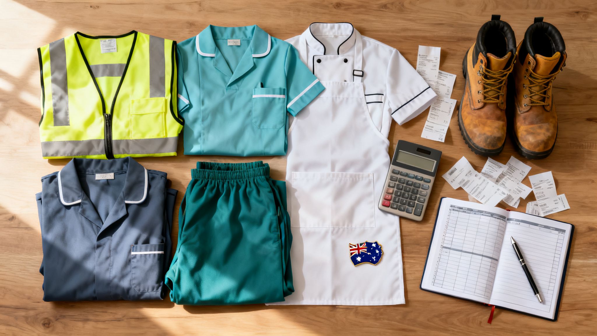 호주 ATO 기준에 따라 세금 공제가 가능한 유니폼 비용과 작업복이 정리된 이미지