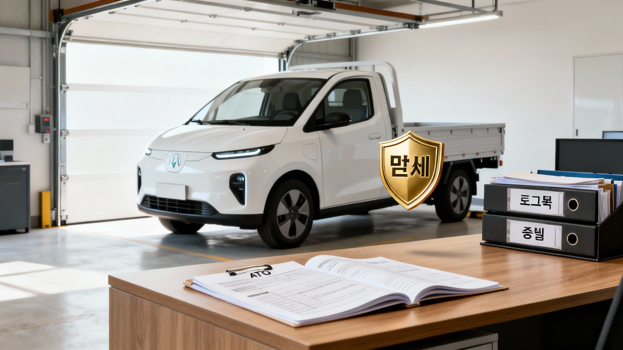 ATO 규정에 따른 FBT 면제 차량 요건과 호주 사업자를 위한 절세 가이드를 설명하는 이미지