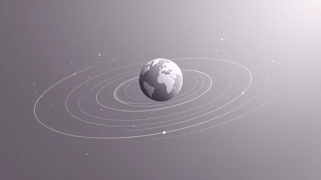 Stylized illustration of Earth with orbital paths representing global innovation and technological advancement