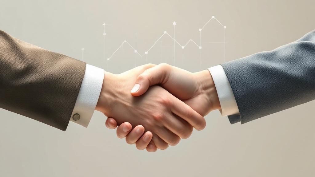 Two people in business attire shaking hands, symbolising professional tax advice and trusted support
