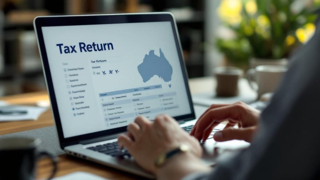Person using a laptop to file an Australian tax return online