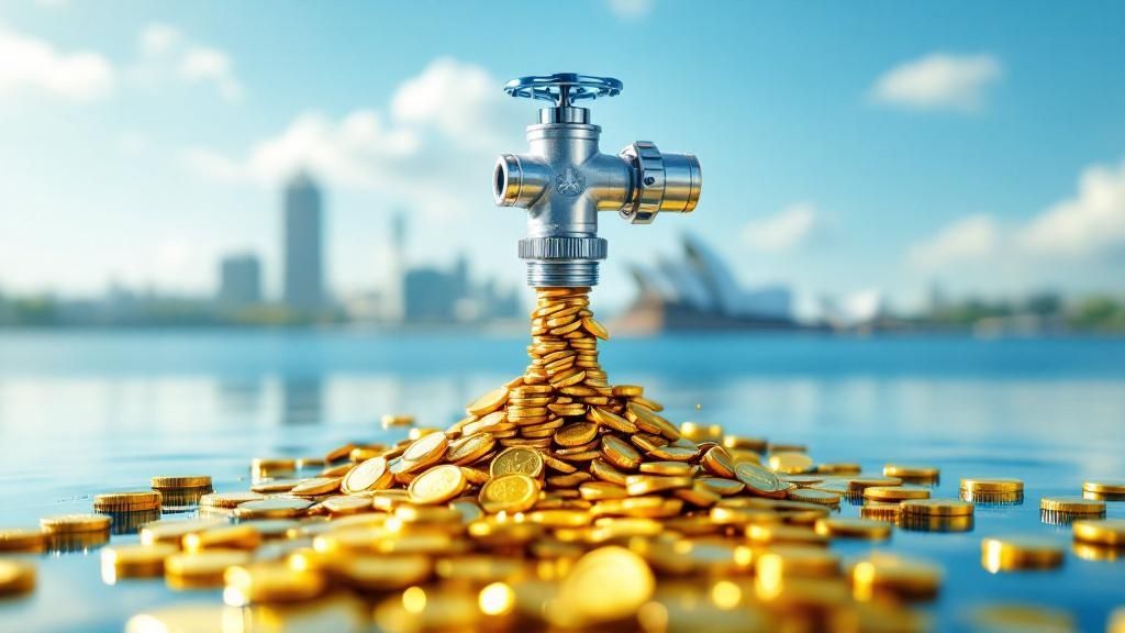 Water faucet pouring gold coins representing salary sacrifice benefits
