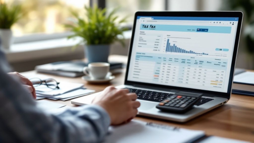 Person working on laptop showing financial graphs and data