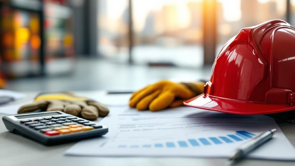 Tax tools and firefighter gear on a desk, symbolizing financial preparation for Australian firefighters