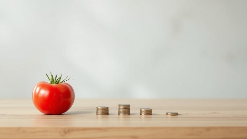  A tomato beside stacked coins representing the importance of tracking food costs in restaurant COGS deductions