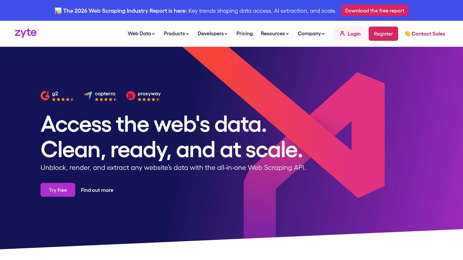 A screenshot of the Zyte dashboard, showcasing its API and project management interface.