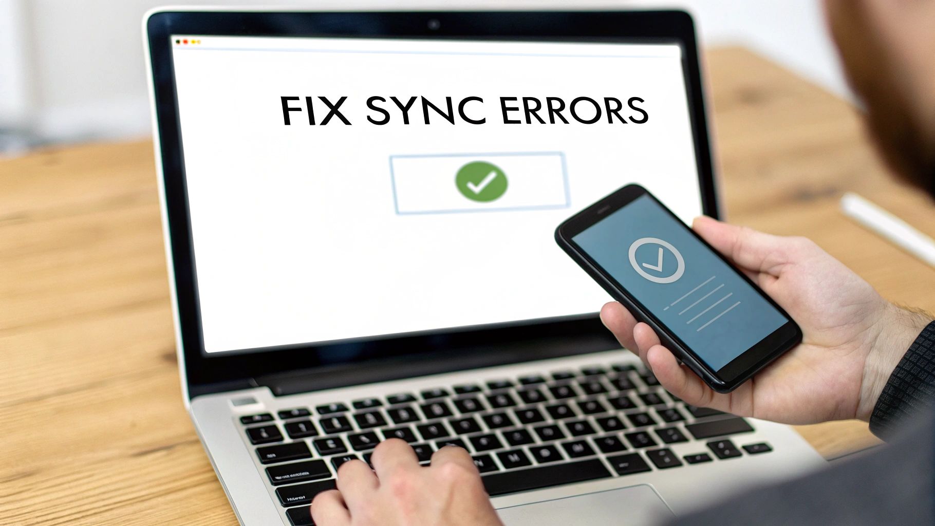 A magnifying glass over a calendar icon, symbolizing the process of troubleshooting sync errors.