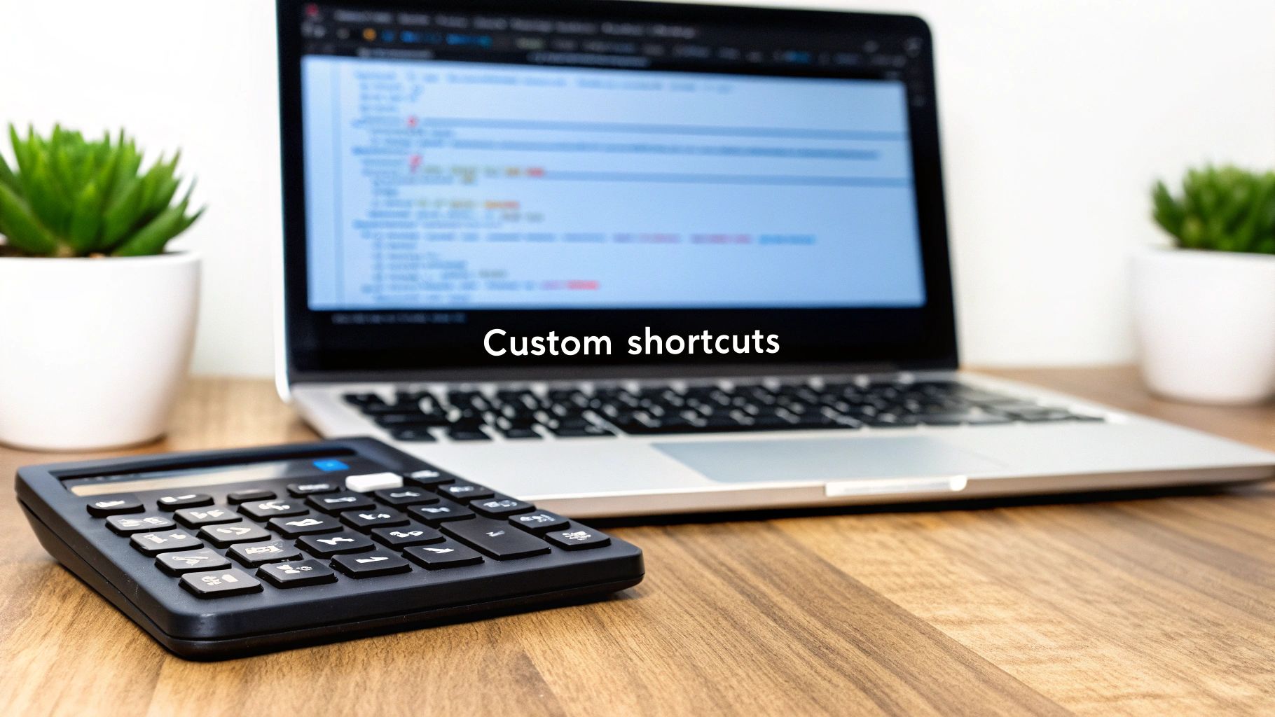 A person typing on a brightly lit keyboard, symbolising creating custom shortcuts for productivity.