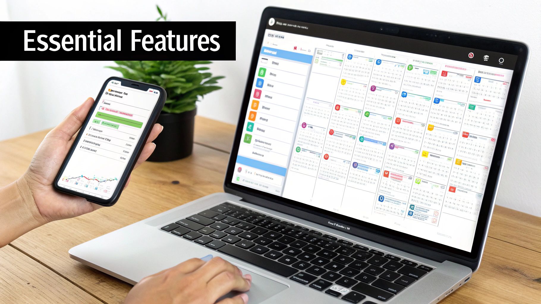 A user interacting with the essential features of a daily planner app on a tablet.