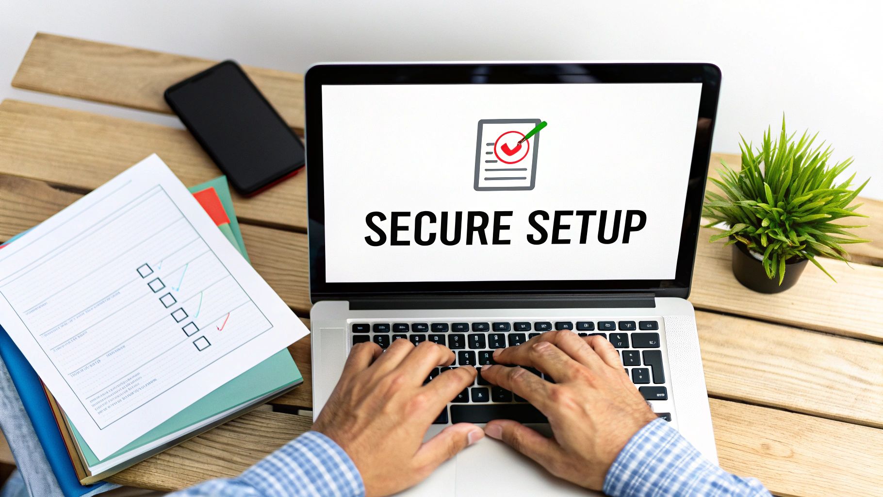 A person working at a desk with multiple monitors displaying data and code