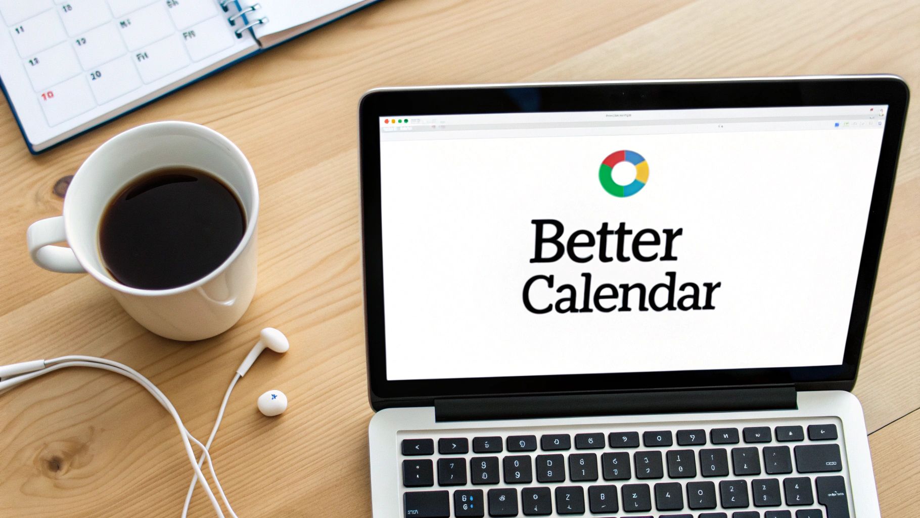 A professional woman looking thoughtfully at her calendar on a MacBook, planning her week.