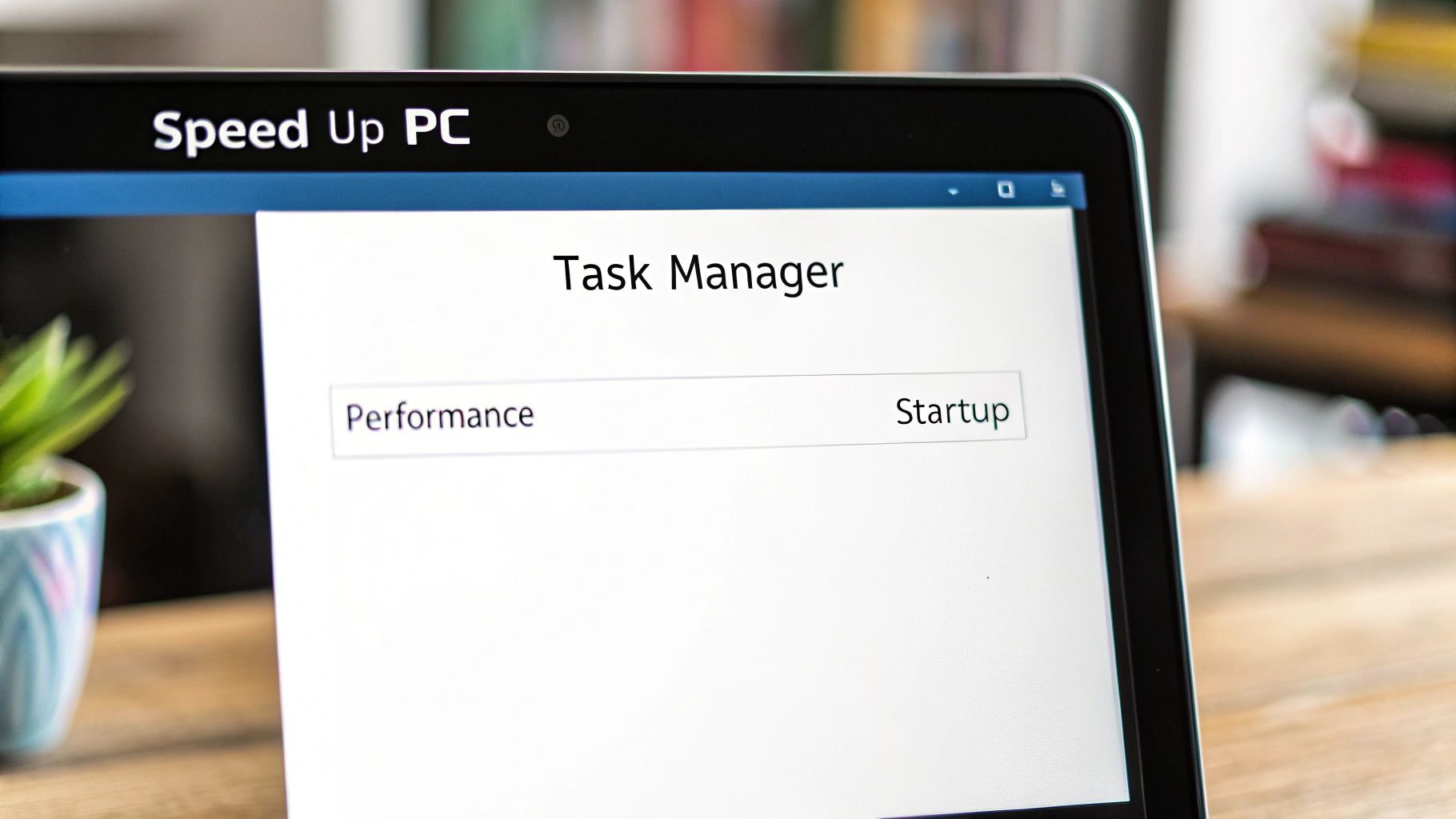 A person using a computer, with a focus on the screen showing the Task Manager interface.