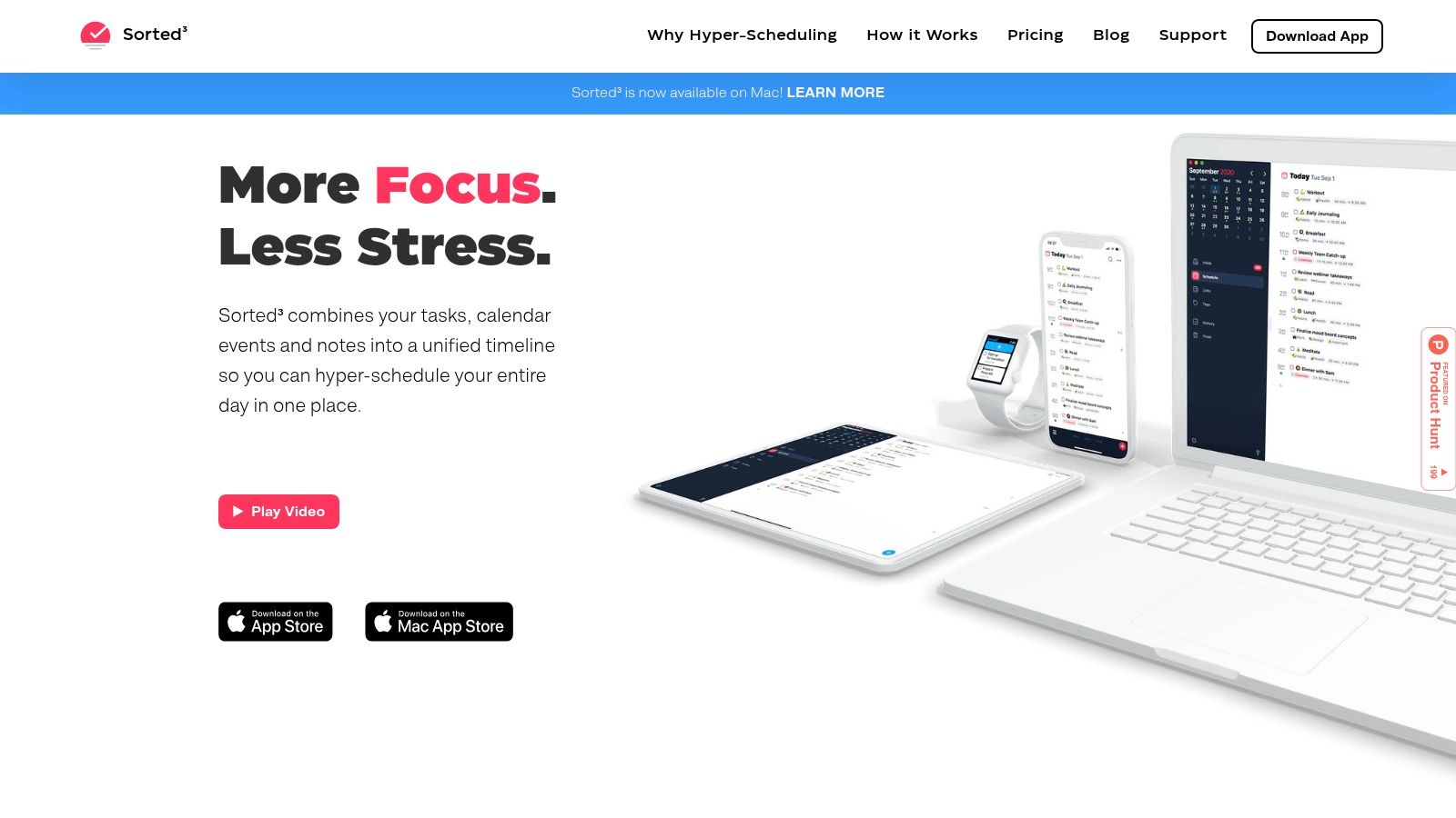 Sorted³'s unified timeline for tasks and calendar events