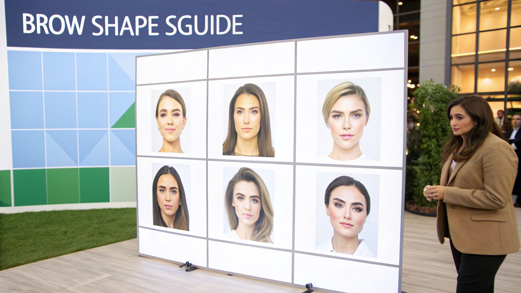 A woman with perfectly shaped eyebrows smiling.