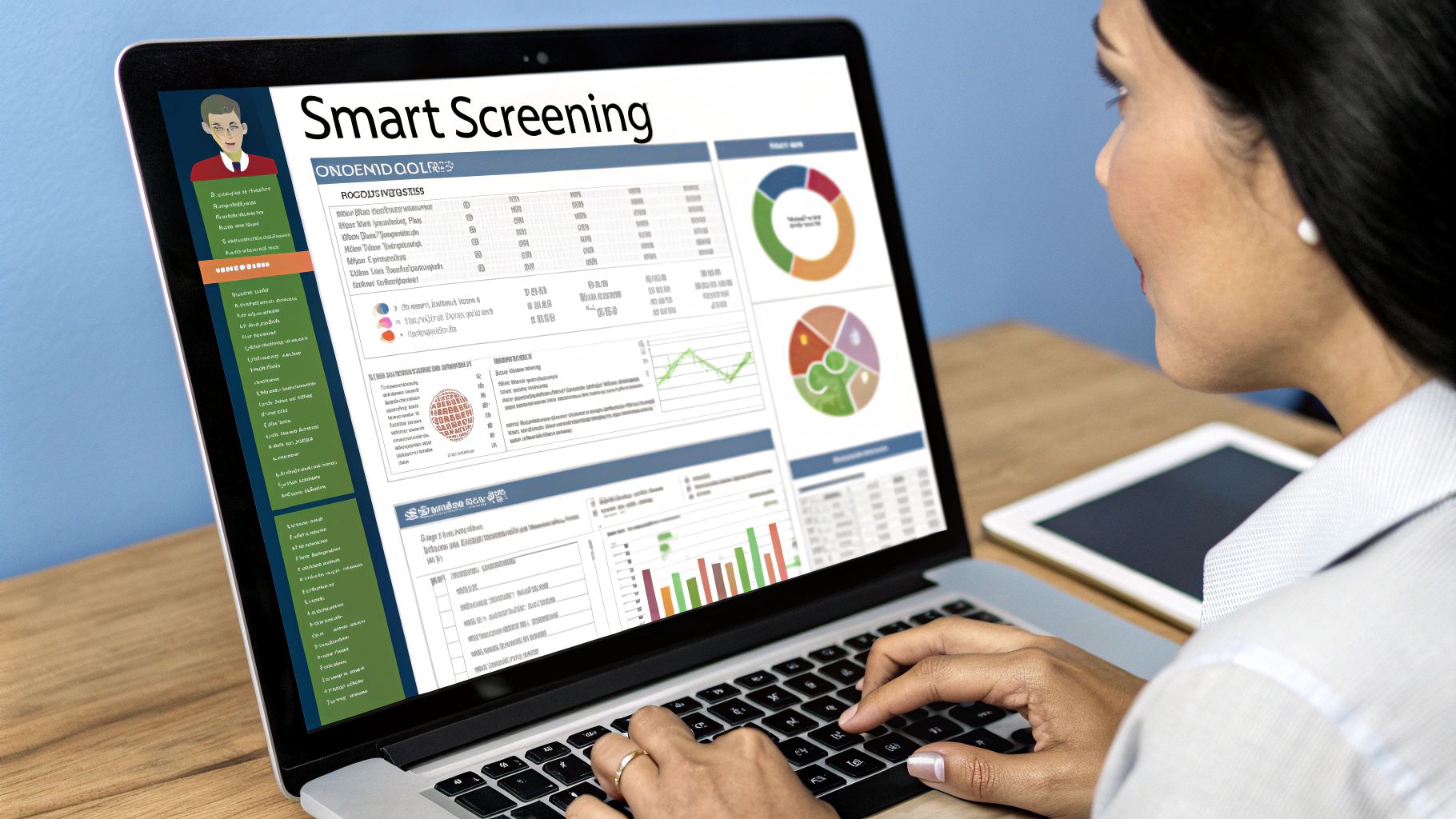 People looking at charts on a screen