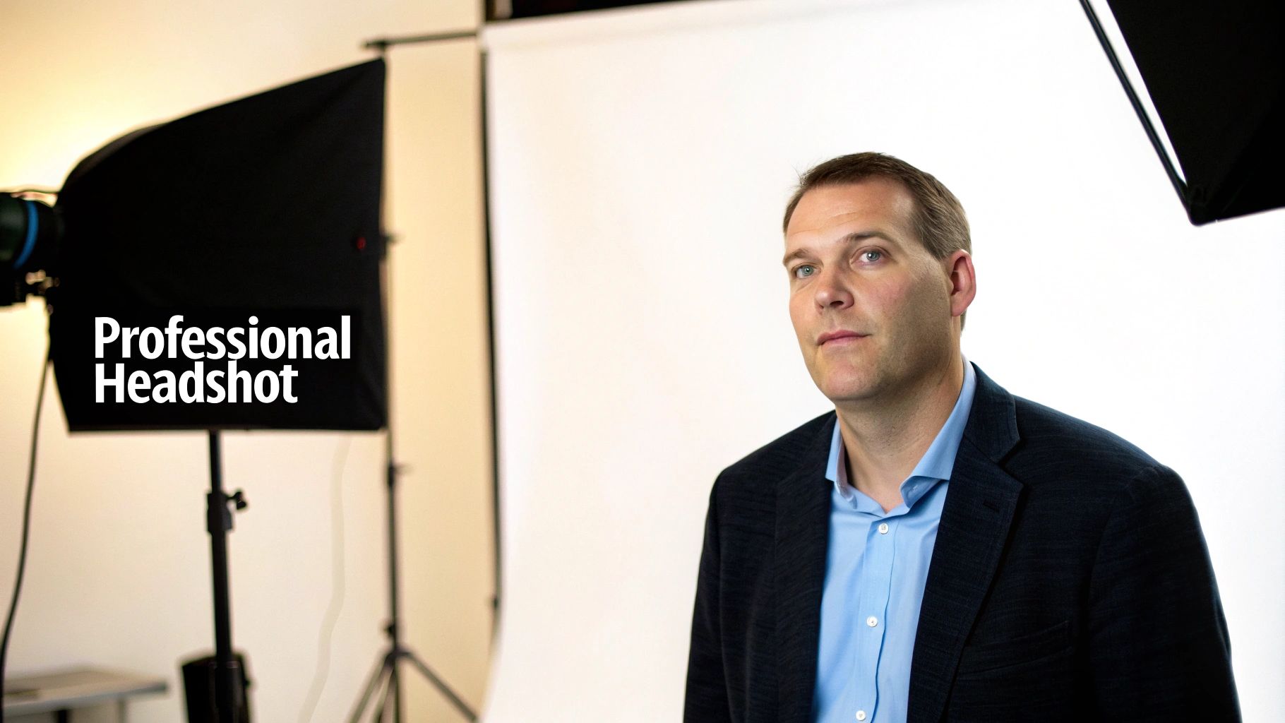 Professional headshot of a man in a blue shirt in a studio setting.