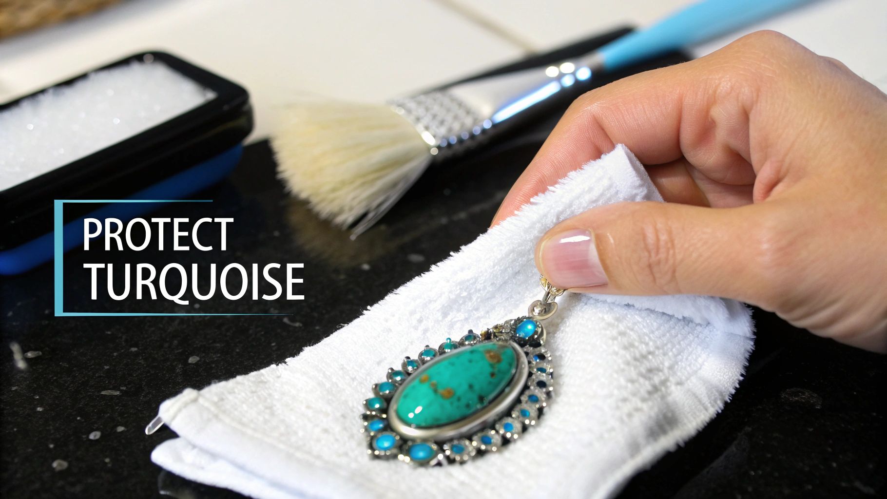 A sterling silver ring with a large turquoise stone, showcasing the combination of metal and gemstone common in Southwestern jewelry.