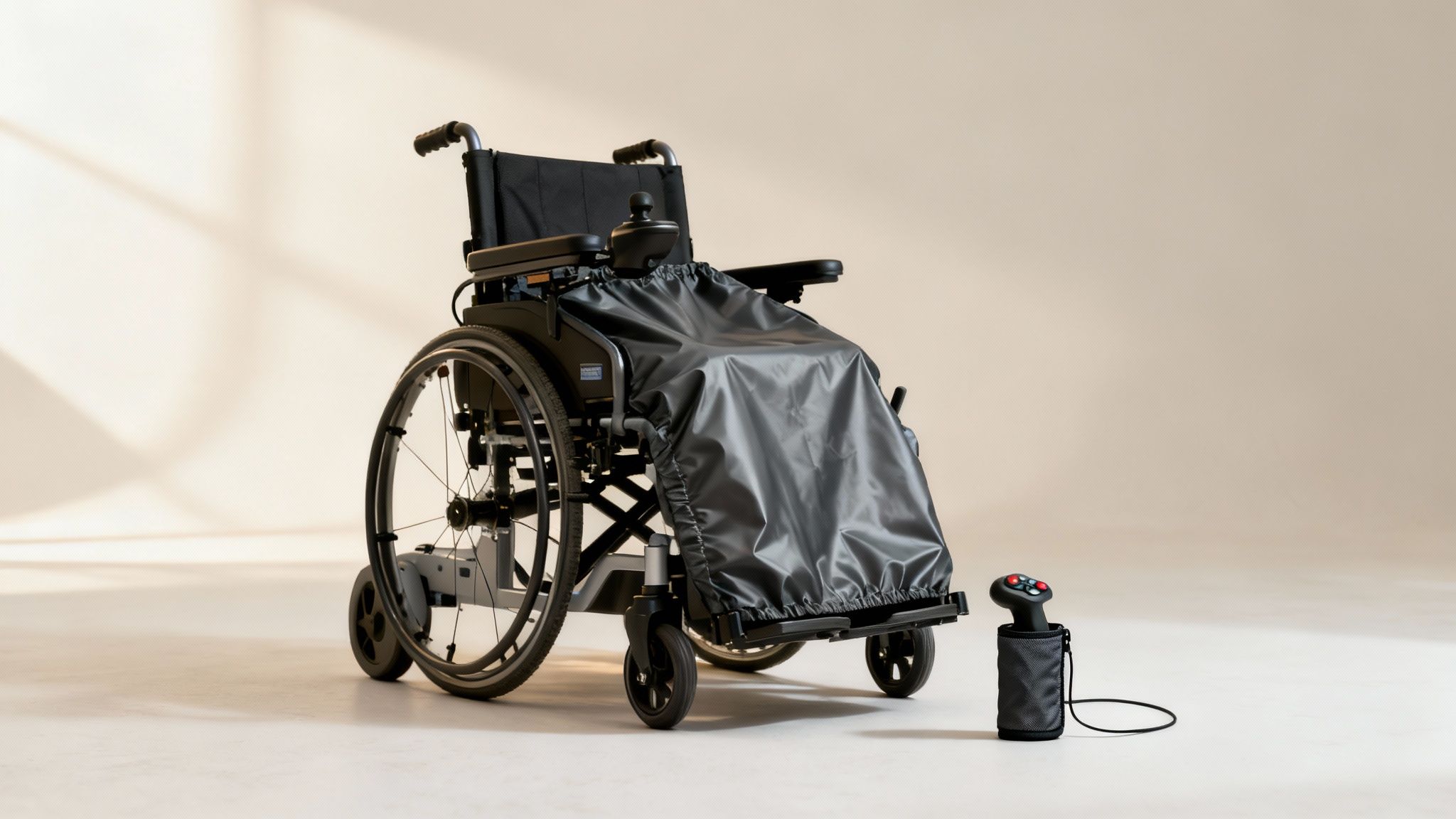 Electric wheelchair with waterproof cover and remote control for weather protection