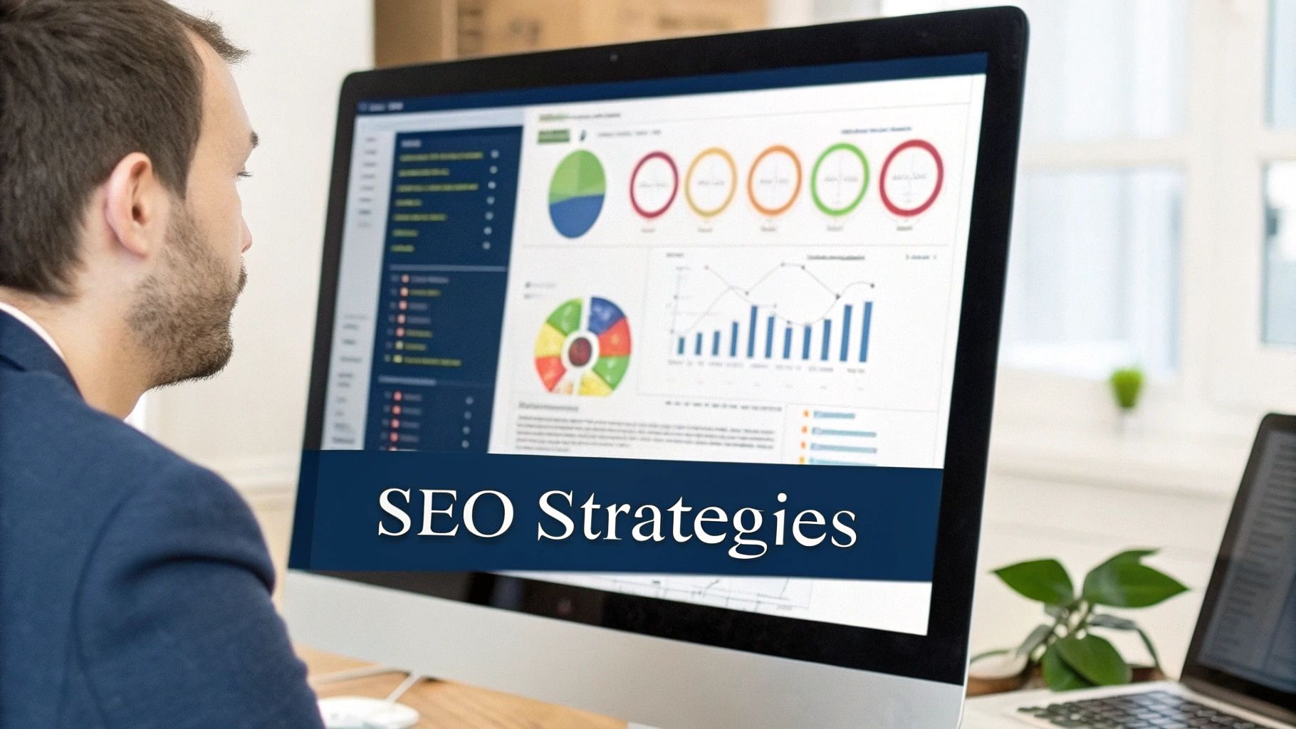 Magnifying glass focusing on a website to represent SEO services