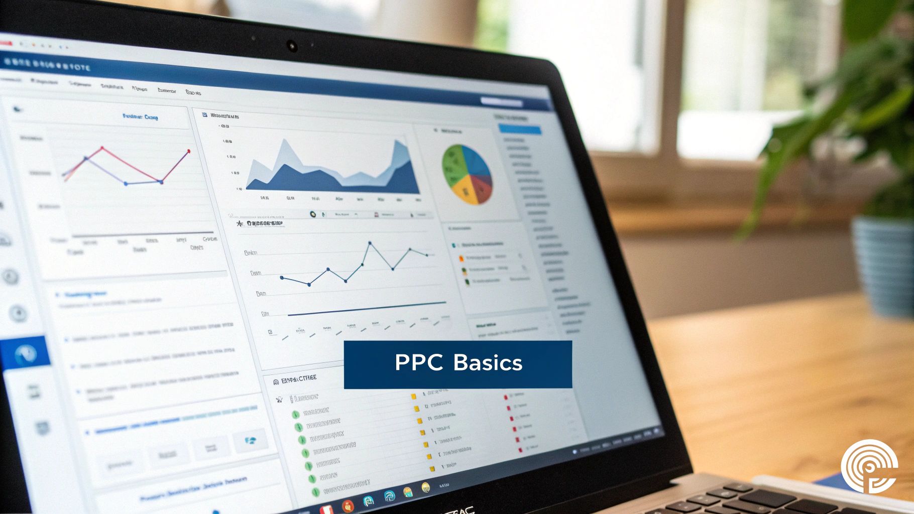 A group of marketing professionals collaborating around a computer screen displaying PPC campaign data.