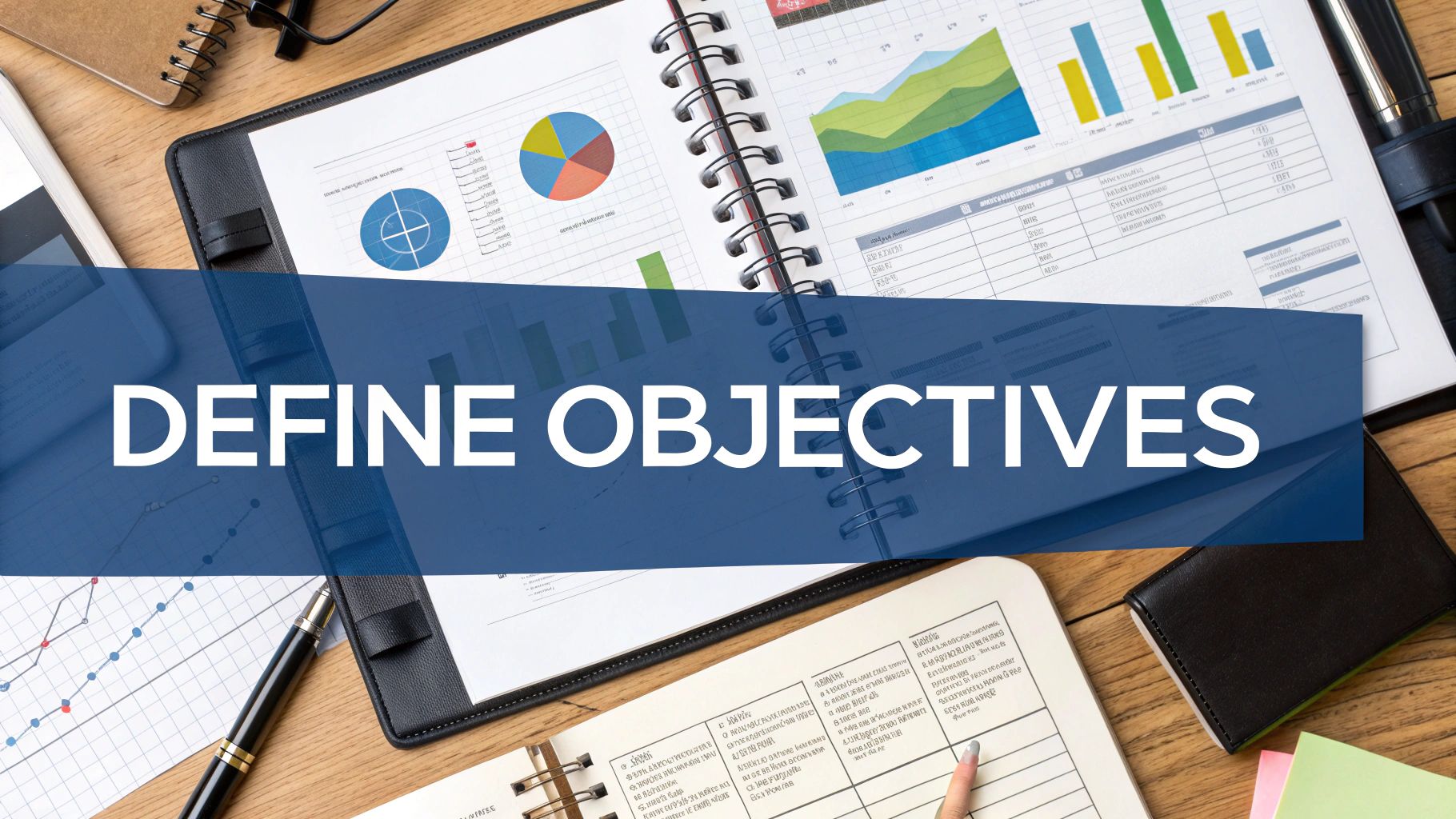 A person working on a laptop, focused on goals and strategy.