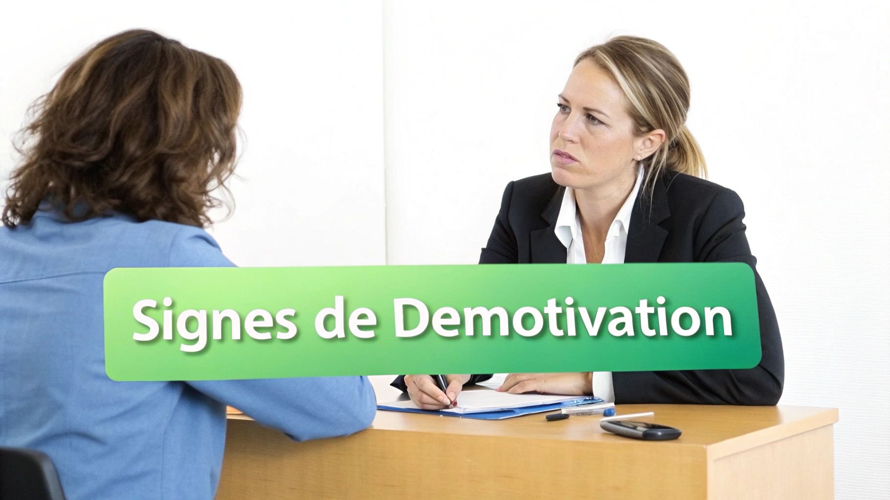 Two women during a professional discussion, one writing and the other listening attentively.