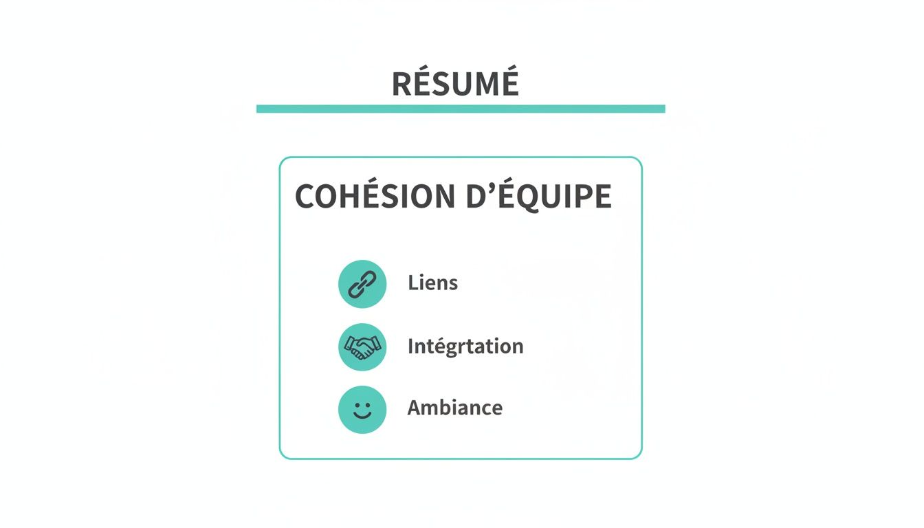 Chart summarizing team cohesion, including connections, member integration, and overall atmosphere.