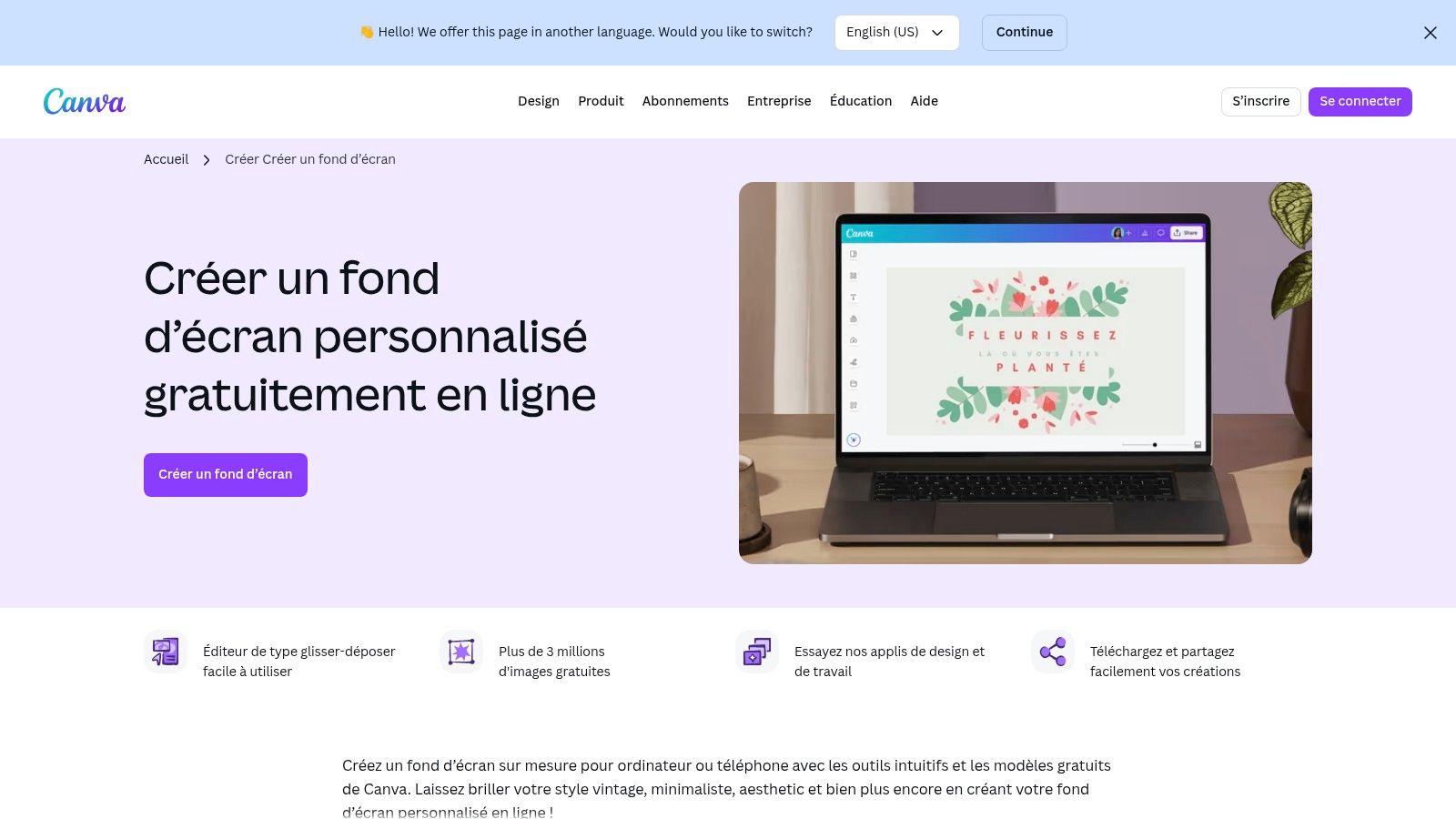 Exemple de création d'un fond d'écran organisé sur Canva