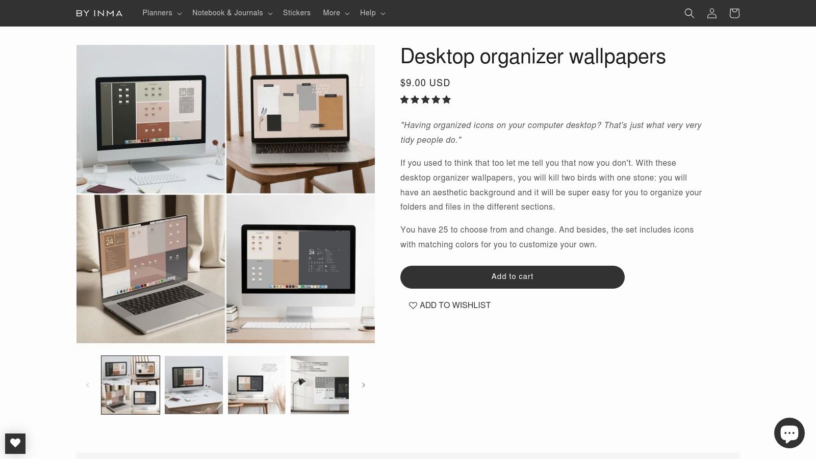 Fond d'écran bureau organisé sur le site By Inma