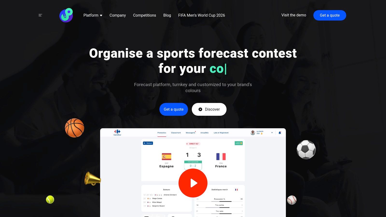 Plateforme de pronostics sportifs ccup.io pour l'engagement des employés