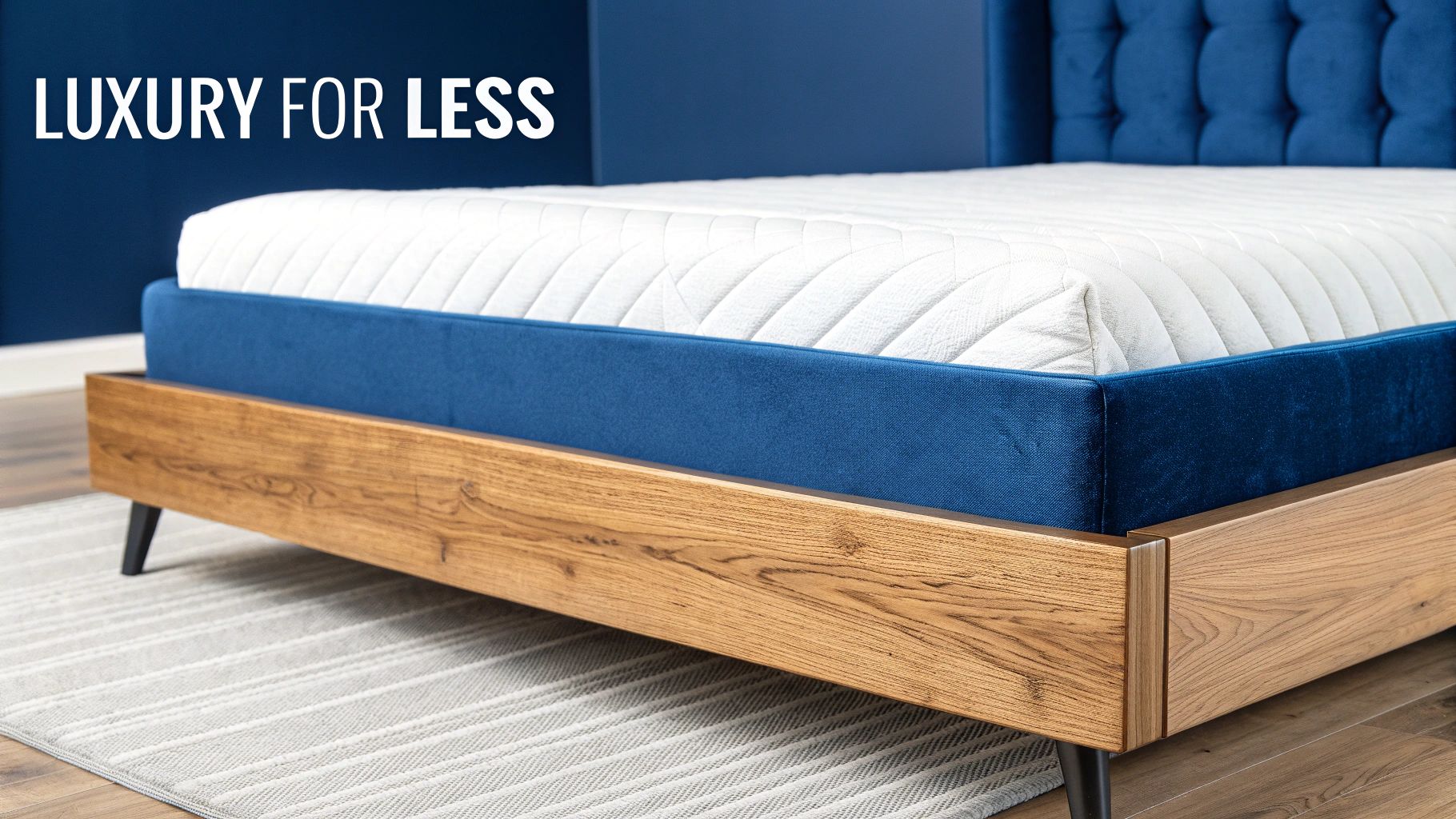 A stylish bedroom featuring a modern queen mattress bed frame with elegant materials.