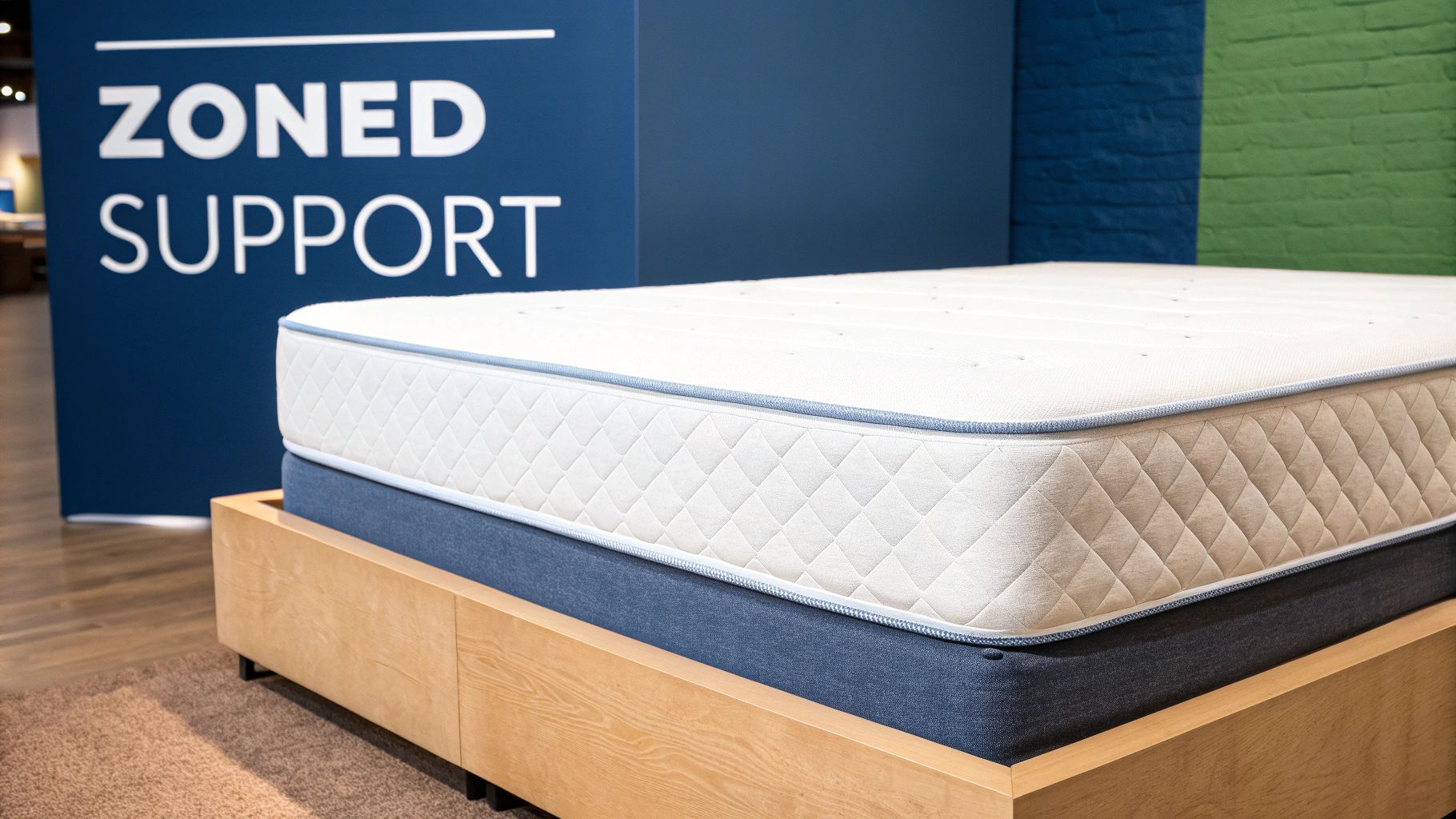 Close-up of mattress layers showing advanced features